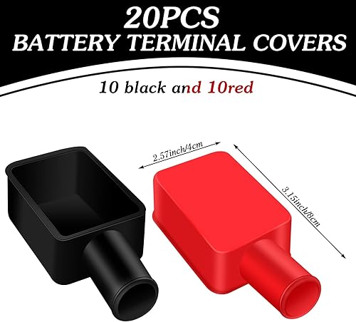 Miniatura 2 de Xuhal 20 cubiertas de terminales de batería, color rojo y negro, cubiertas aislantes positivas negativas para bornes, tapas protectoras