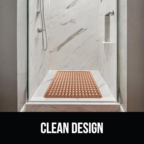 Miniatura 8 de Gorilla Grip - Alfombrilla de ducha patentada, 21 x 21 pulgadas, lavable, cuadrada, para ducha con agujeros de drenaje, ventosas.