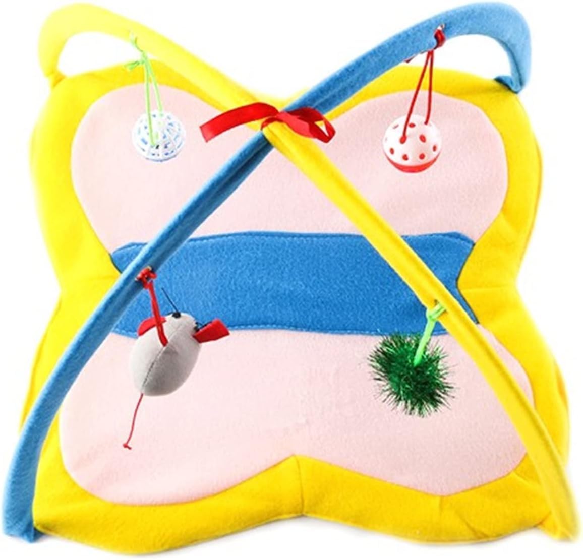 FORZENA Cat Ferret Play Mat Indoor Funny Activity Exercise Tent Hanging Toy Hideout Bed for Small Animal Rodent, Sugar Glider, Hamster, Gerbil, Mouse (Butterfly)