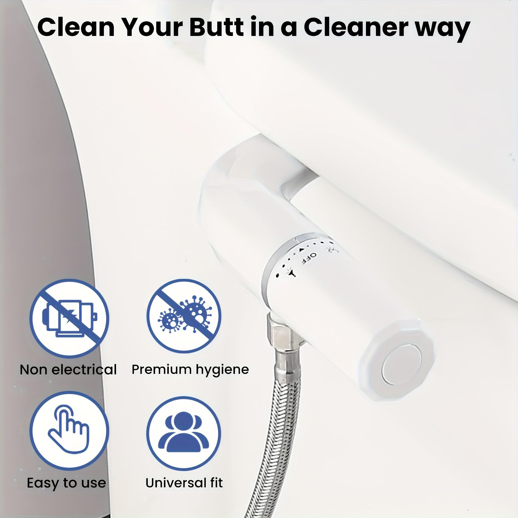 0 23 Ultra-Slim Bidet Attachment for Existing Toilets Non-Electric Dual Nozzle Rear Feminine Wash Adjustable Fresh Water Pressure — view 4