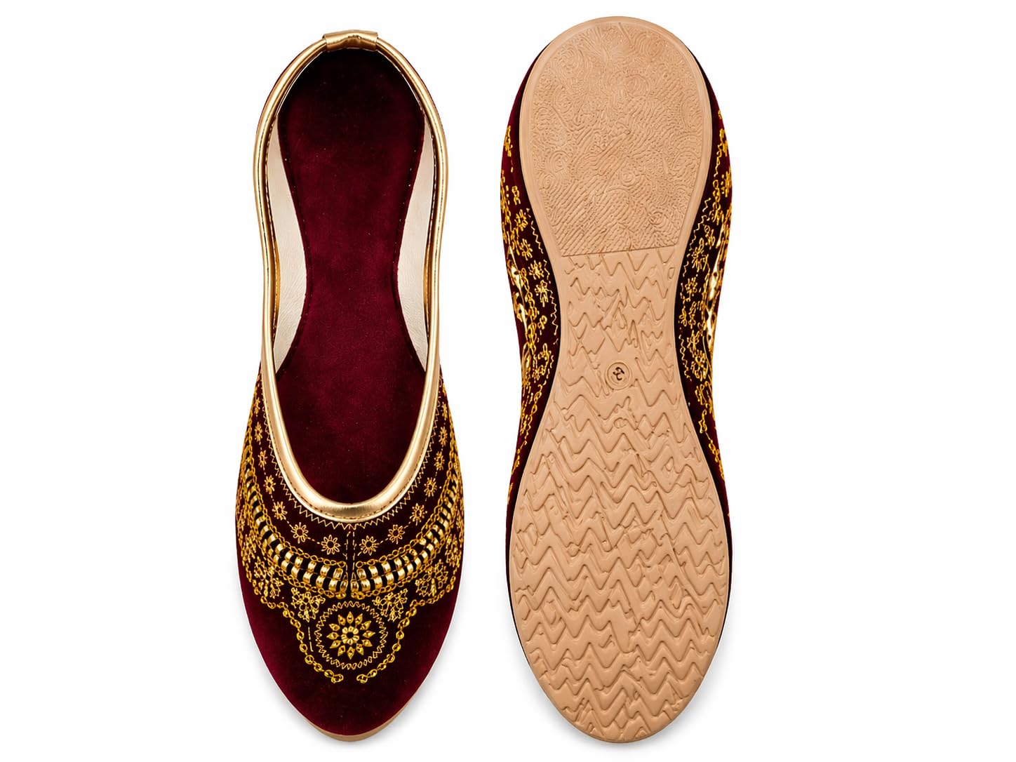 Red and Gold Jutti Flats- Jutti for Women | Traditional Ethnic Slip-On Footwear | Comfortable Casual, Festive & Shoes Ethnic Jutti-image-24