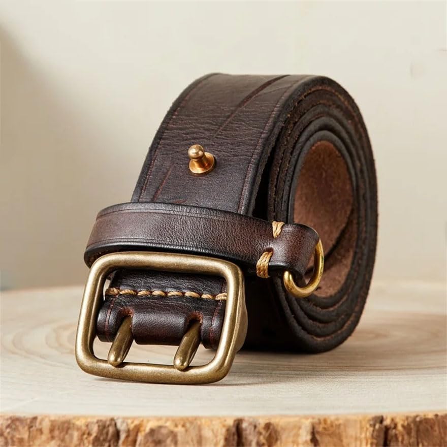 Men Leather Belt Double Pin Buckle Jeans Belts Vintage Casual Belt3