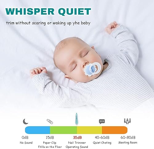 Miniatura 3 de Cortaúñas para bebés, recortador de uñas eléctrico para recién nacidos, niños pequeños o adultos, cuidado de las uñas, 6 cabezales de molienda y luz