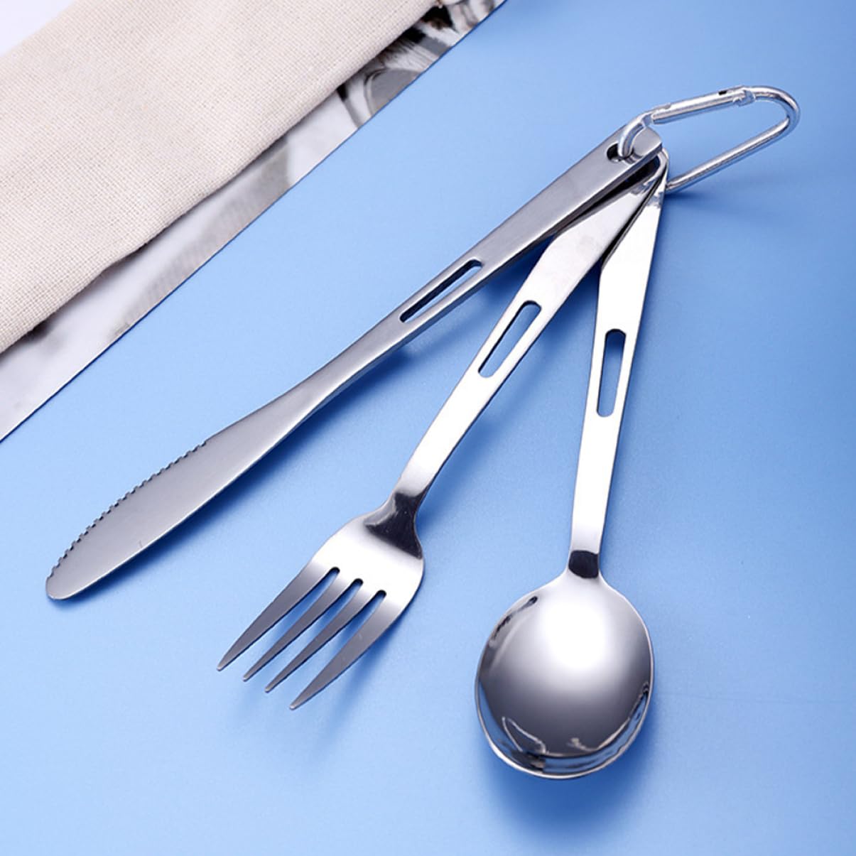 Hemobllo Posate Portatili in Acciaio Inox Per Campeggio e Viaggi Forchette e Cucchiai Compatti Per Picnic e Attività All Aperto