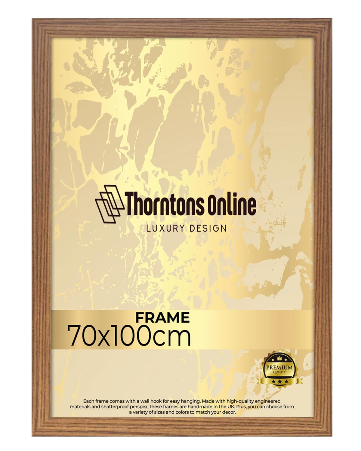 Poster Frame - Oak 70x100 cm mdf backing with both ways hanging hooks |Picture Photo frame 100x70cm |Acrylic front | Home & Office Decor