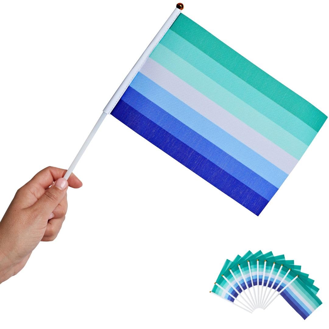 Runesol 12 Pack Hand Held Vincian Pride Flags, 14cm x 21cm, Mini LGBTQ Flags, Small Flags on Sticks