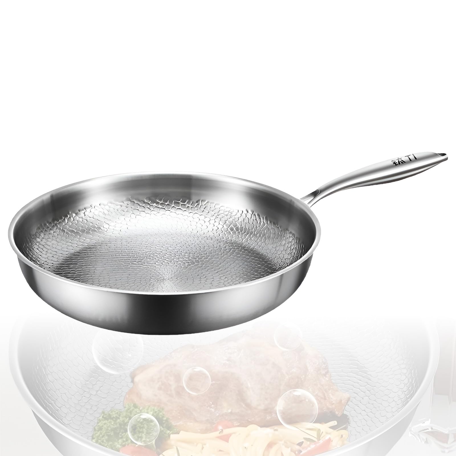 Casserole sans bâton en titane pur avec couvercle haute résistance