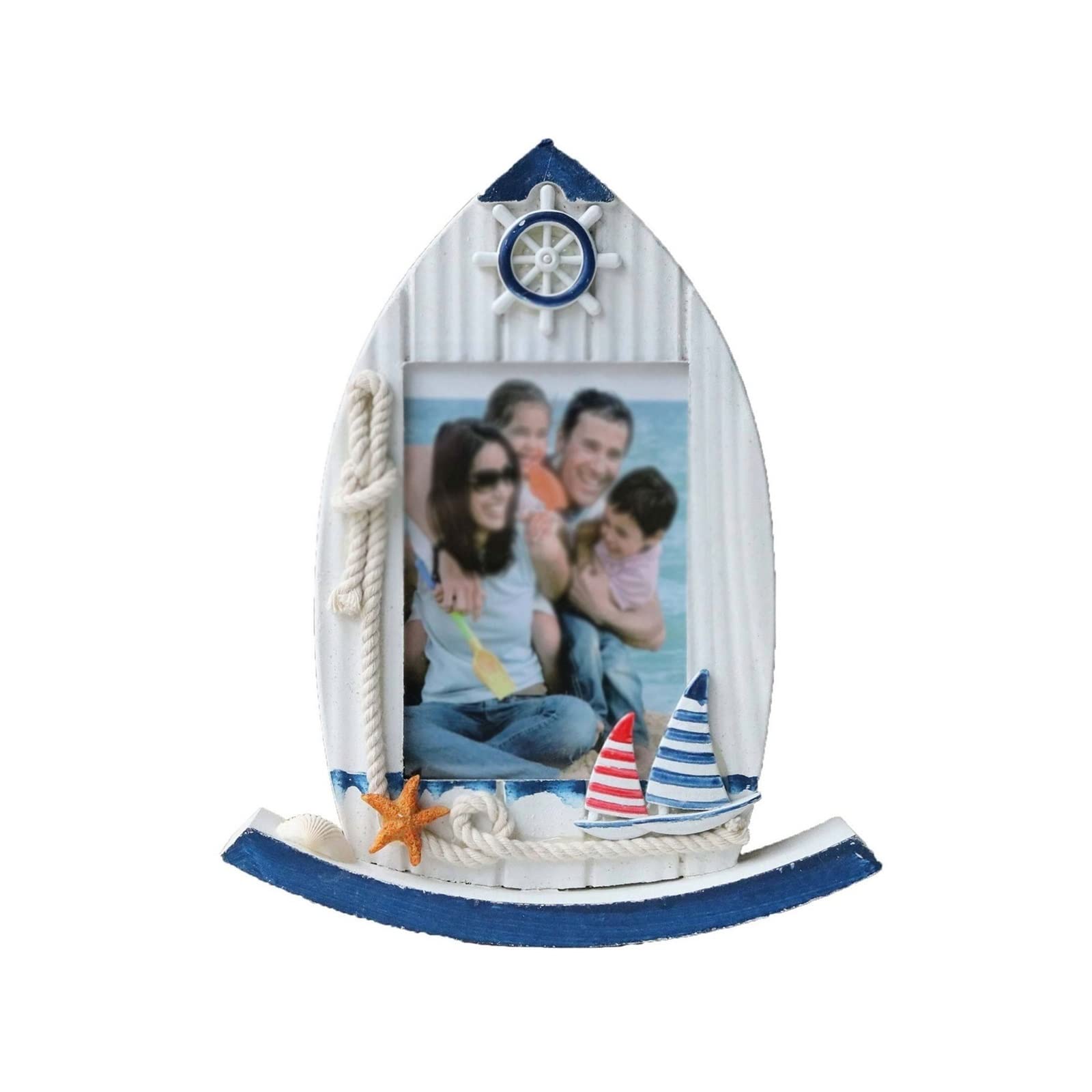Photo Frame Creative Boat Shaped Photo Frame Desktop Wooden Display 5-inch Family