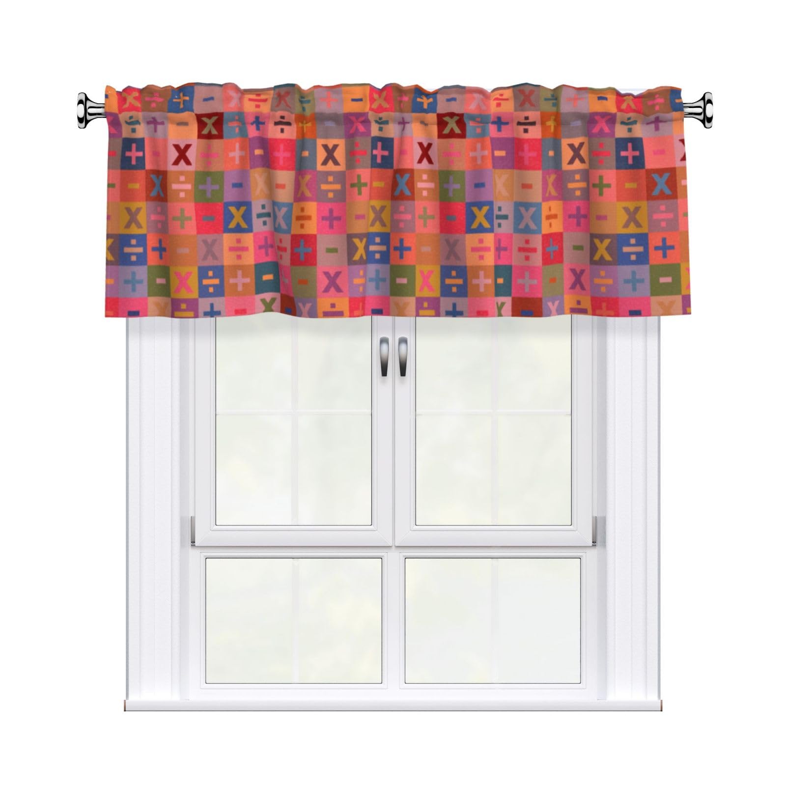 Noble Ren Mathematical Symbols Geometry Short Curtain Valance 54x18in For Kitchen Bathroom Cafe Living Room Decoration
