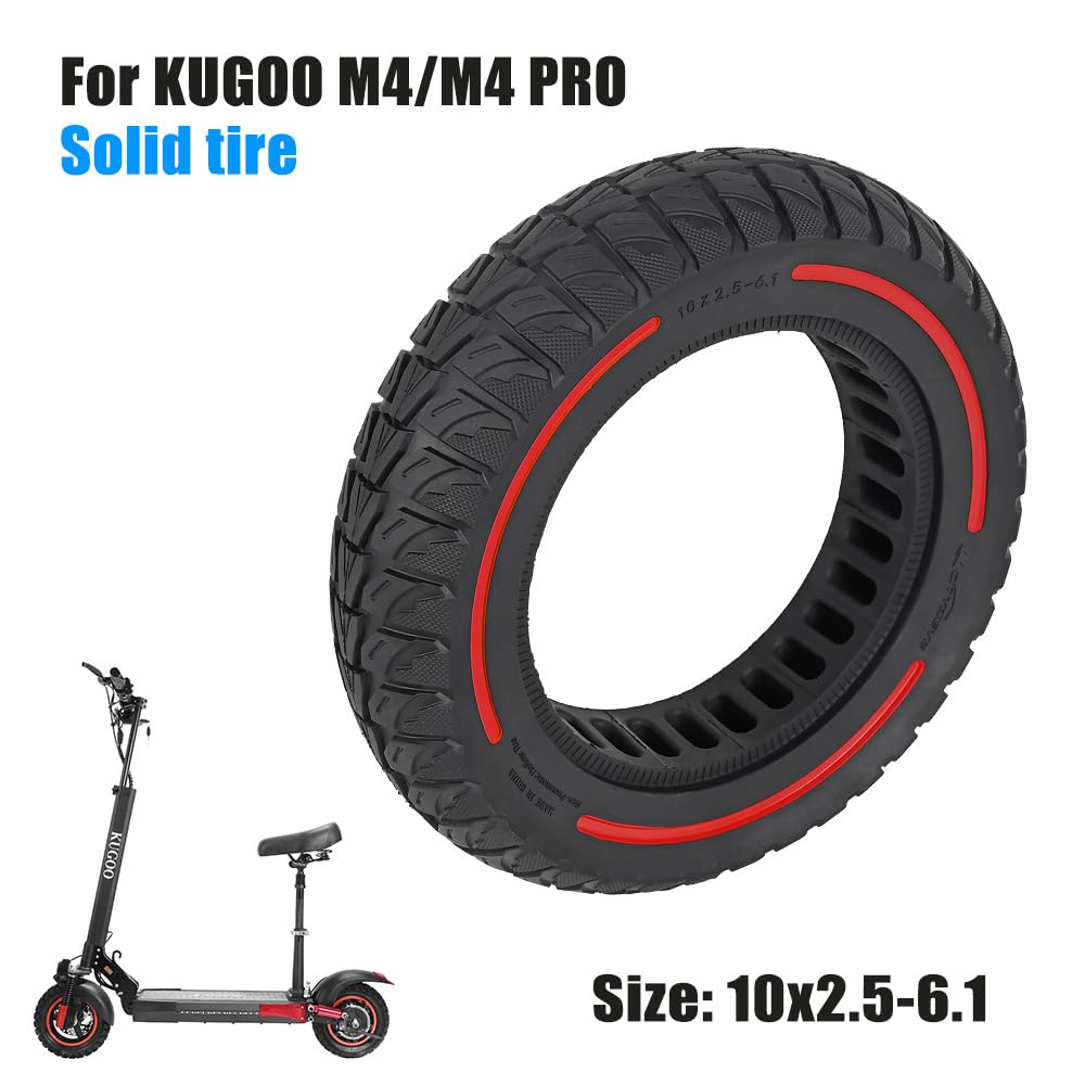 10 x 2,5 – 6,1 ruote di ricambio, pneumatici solidi da 10 pollici, per scooter elettrico KUGOO M4/M4 Pro, pneumatici di ricambio anteriori/posteriori, pneumatici pieni, antiscivolo