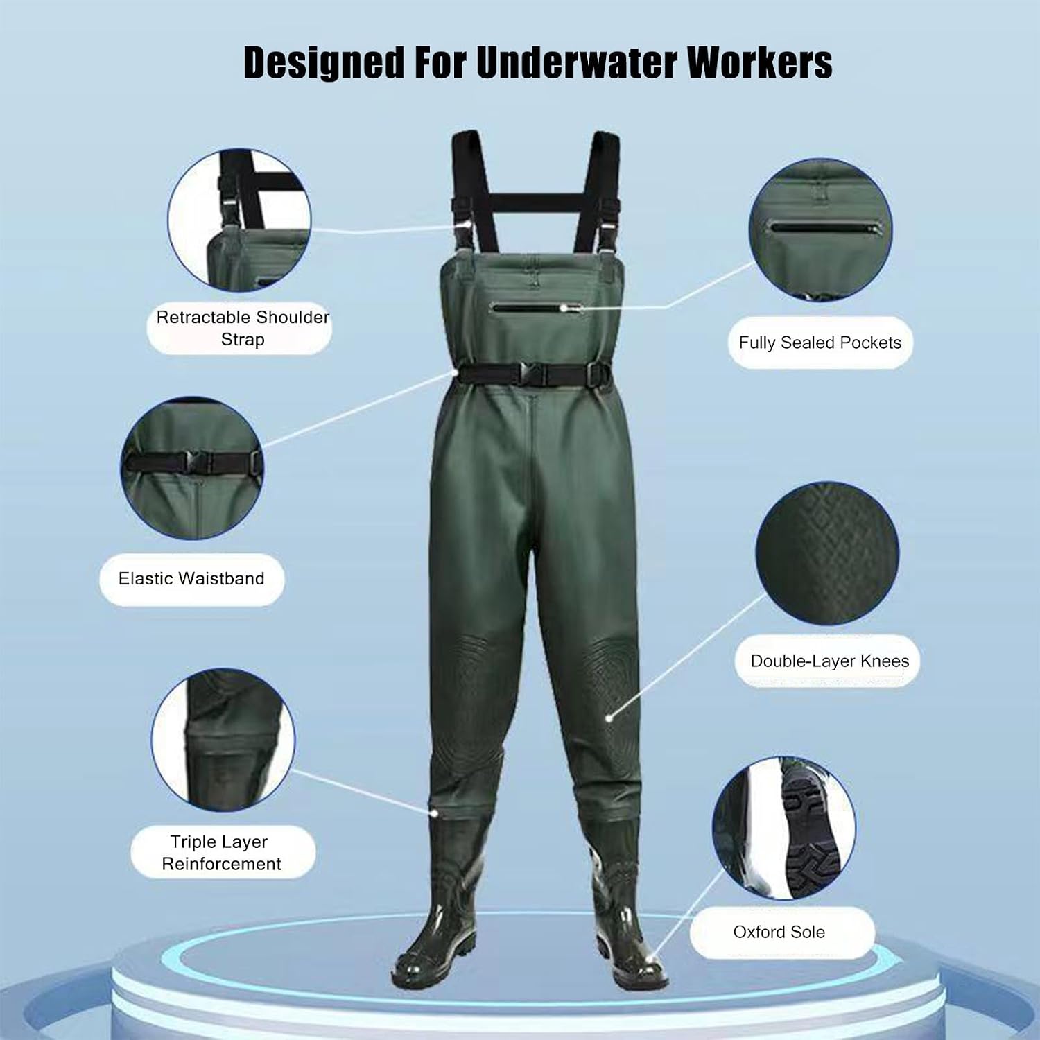 TemkIN Chest-High Waders For Adults, Fly Fishing Stocking Foot Chest Wader Waterproof Breathable For Hunting & Farm