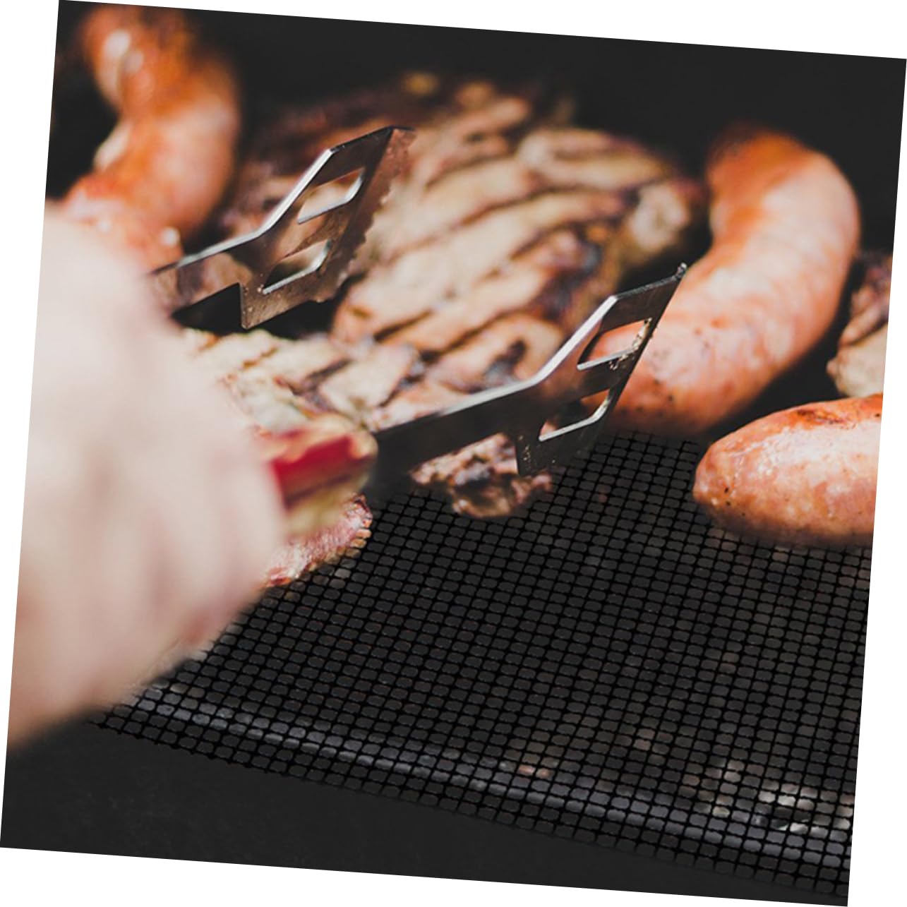 HEMOTON 2pcs Non Stick Bbq Grill Mesh Mats Reusable Glass Fiber Cooking Cushions for Easy Cleaning for Picnics and Restaurants Fits Grills and Stoves