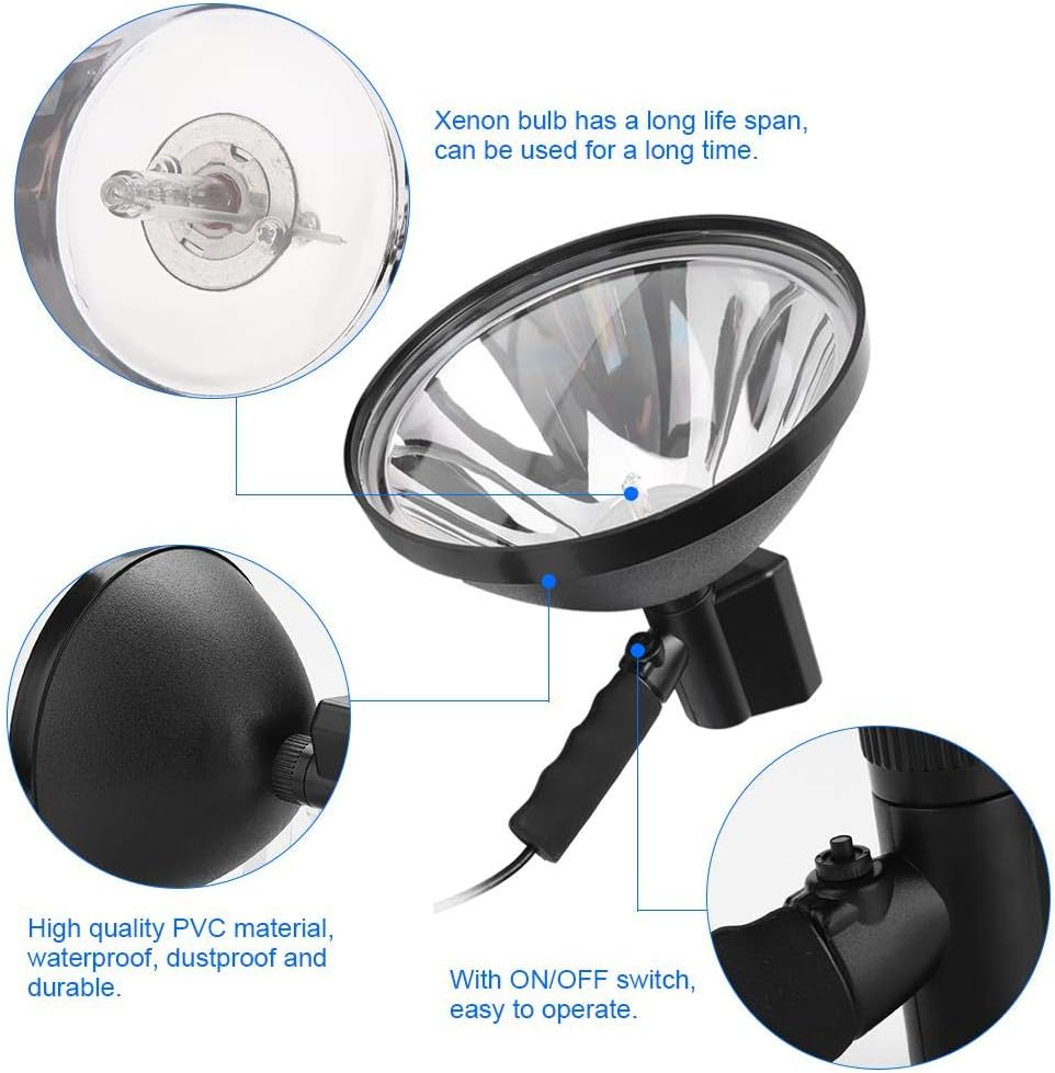 Yosoo Spotlight Led Handheld Torch, Handheld Spotlights 9Inch 100W 12V Spot Light for Offroad Fishing Camping