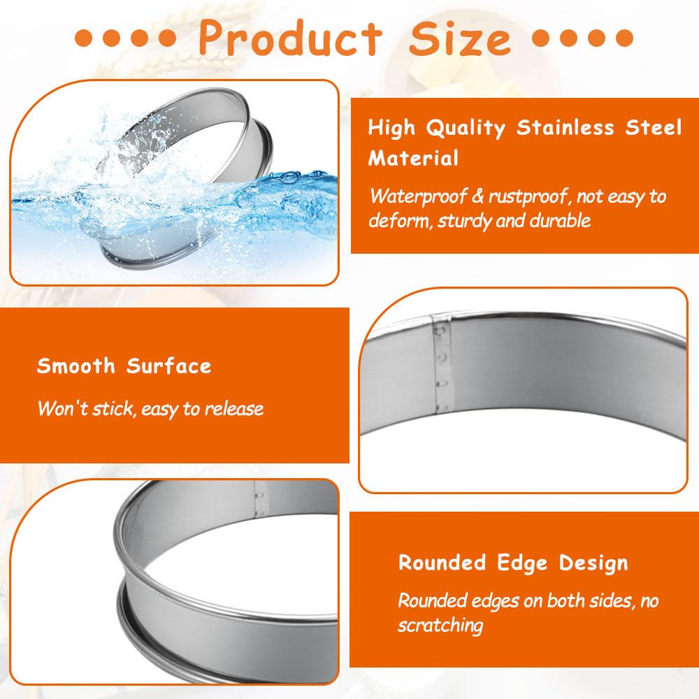 6 Anelli Per Muffin In Acciaio Inox - 10.5x2.5 Cm, Antiaderenti Per Torte, Mousse E Dessert - Foto 8