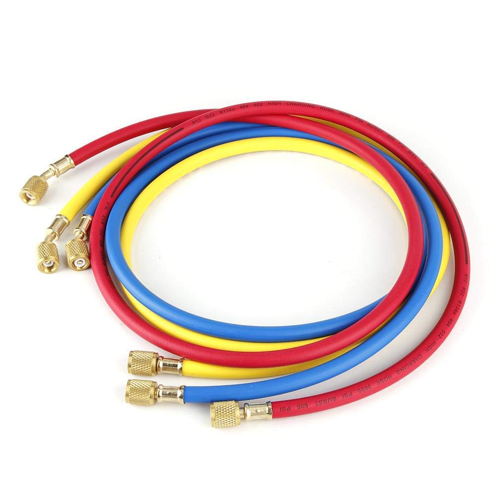 Topincn Tubi di riempimento del refrigerante da 1,5 m, 600 PSI 1/4", pressione 1/4", aria condizionata, luce fluorescente