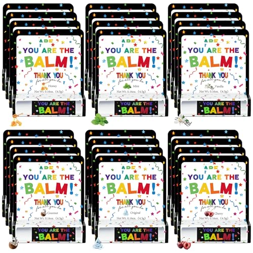 Image of 24 Pcs Employee Appreciation Lip Balms Bulk Staff Appreciation Gifts Thank You Team End of Year Gifts You Are The Balm Bulk for Coworkers Teacher Worker Leaving Farewell Party Favor
