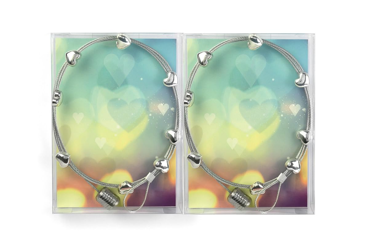 Corde photo aimantée 150 cm avec 16 aimants cœur multicolores