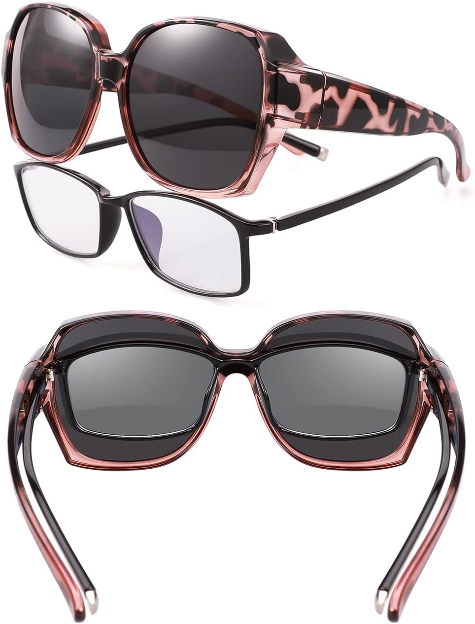 Polarized Sunglasses Fit Over Glasses Over Glasses Trendy Round Cat Eye and HD Wrap-around Sunglasses