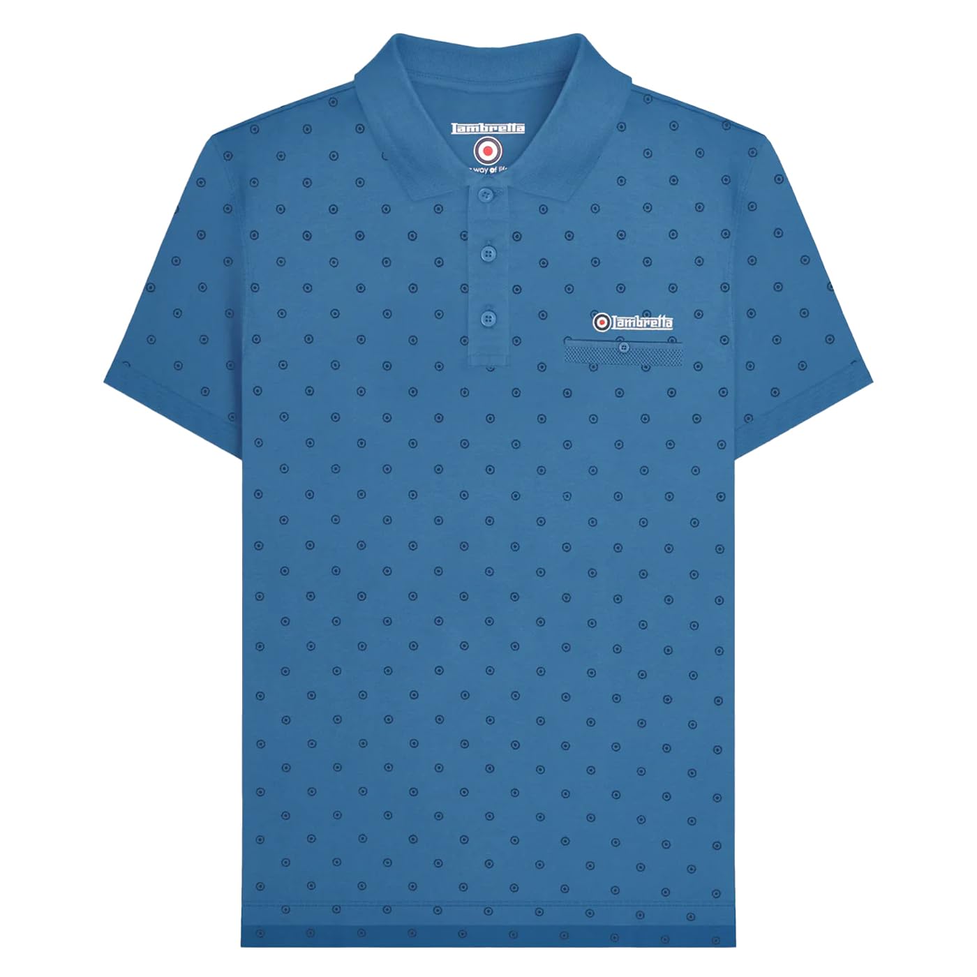Lambretta Mens Target AOP Premium Polo Big & Tall Smart - Dark Blue/Navy - 3XL
