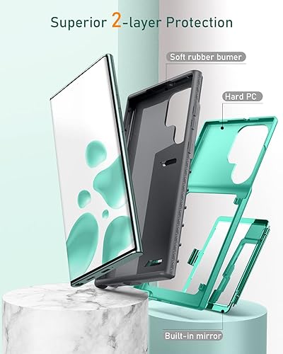 Miniatura 4 de WeLoveCase Funda para Samsung Galaxy S22 Ultra con tarjetero y espejo oculto, protección completa a prueba de golpes, diseñada para Samsung Galaxy