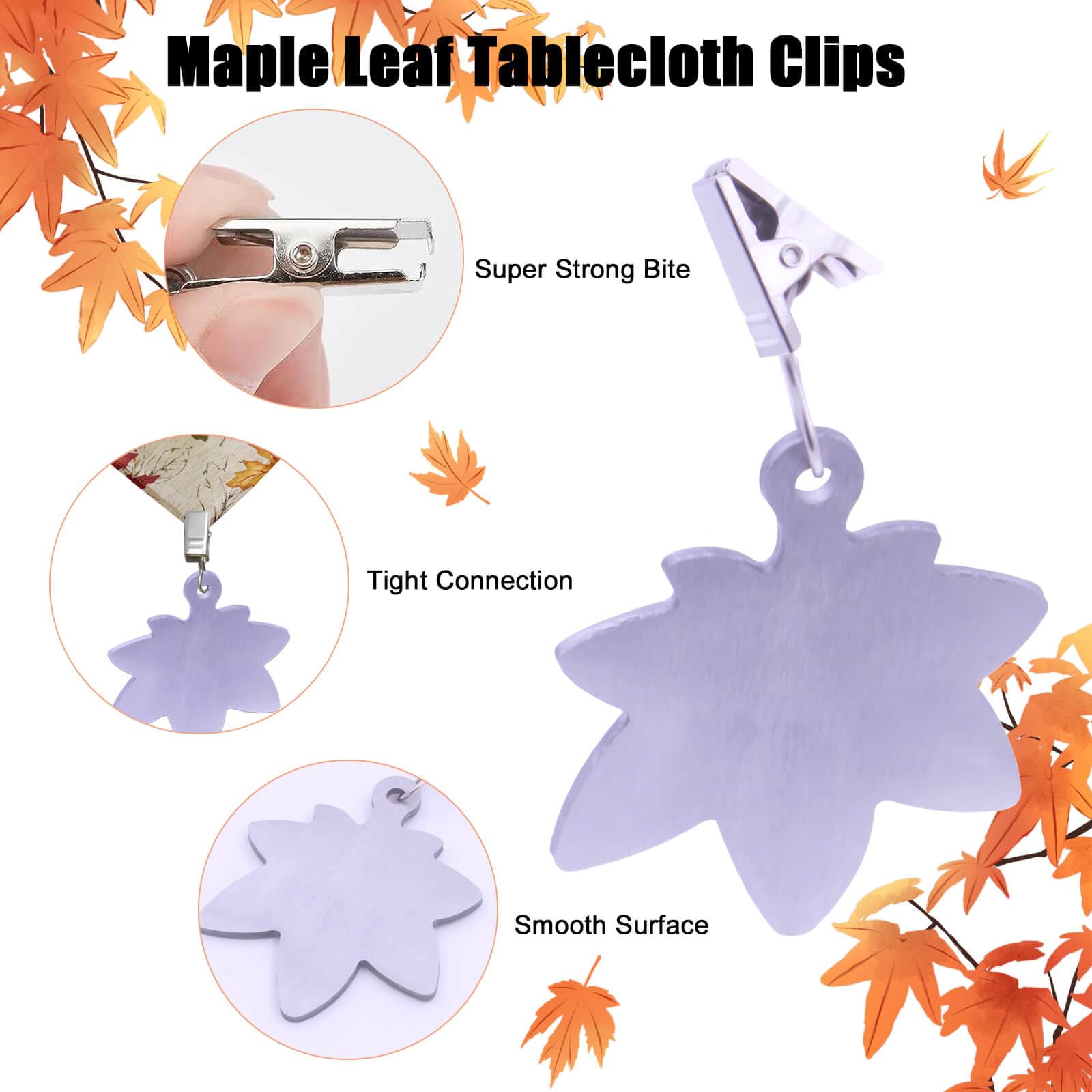Tablecloth Clips for Outdoor Thick Tables Maple Leaf Tablecloth Weights Clip Heavy Stainless Steel Cover Clamp Added Weight for Shower Curtain Wind Picnic Party Wedding Home Camping Accessories - Image 3
