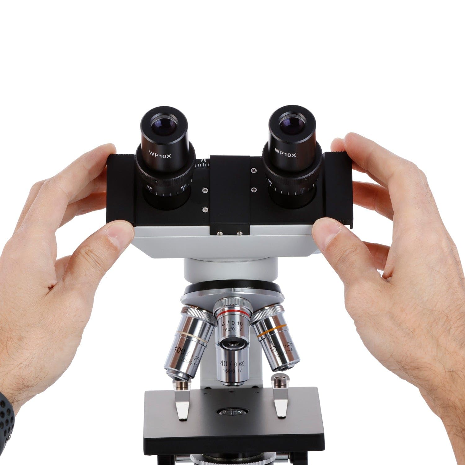 AmScope B100B-E2 40X-2000X Microscopio Biológico Compuesto Biológico Binocular y Cámara Ocular Digital 2MP USB
