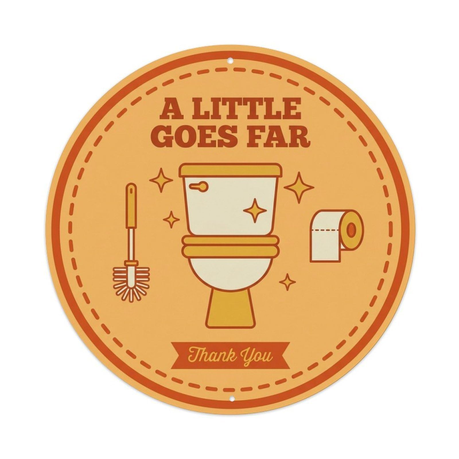 Olhnbad Style A Little Goes Far Toilet Quote Cartoon Bowl Metal Tin Sign