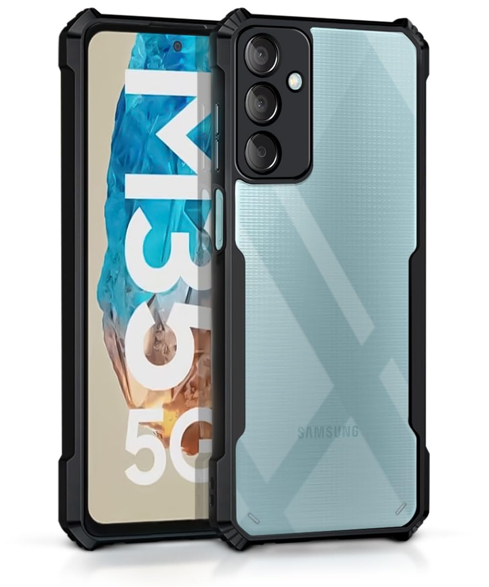 WOW IMAGINE Thermoplastic Polyurethane Shock Proof Clear Protective Back Case For Samsung Galaxy M35 5G-Airedge Technology|360 Degree Camera Protection|Transparent Hybrid Back Case Mobile Cover-Black