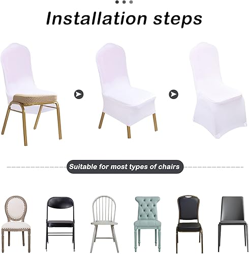 Miniatura 4 de Fundas de silla blancas para fiestas, fundas de silla de elastano elásticas para boda, universal, fundas de silla de comedor para bodas, patias,