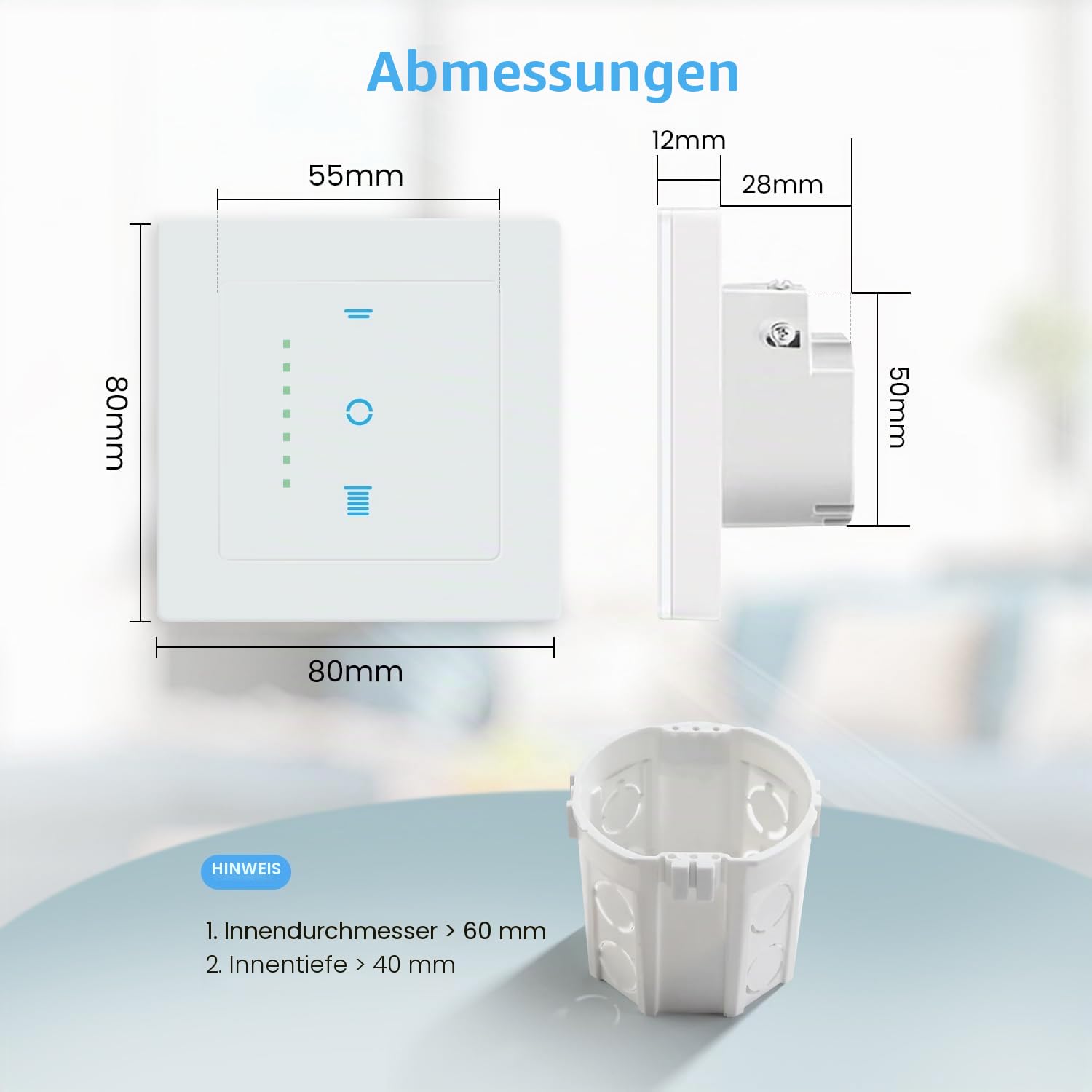 SMARTERCURRY Zigbee Rolladenschalter Smart [Gen 6.1] 80 * 80mm 2 Stücke