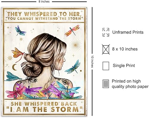 Miniatura 2 de Inspirational Positive Quotes Wall Decor - She Whispered Back I Am The Storm - Hippie Boho Wall Art - Motivational Poster - Encouragement Gifts for