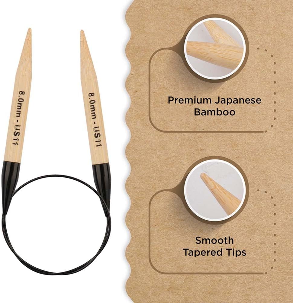 Knitter’s Pride Bamboo Luxe Fixed Circular Needles 24"" (60cm) – US Size 11 (8mm)