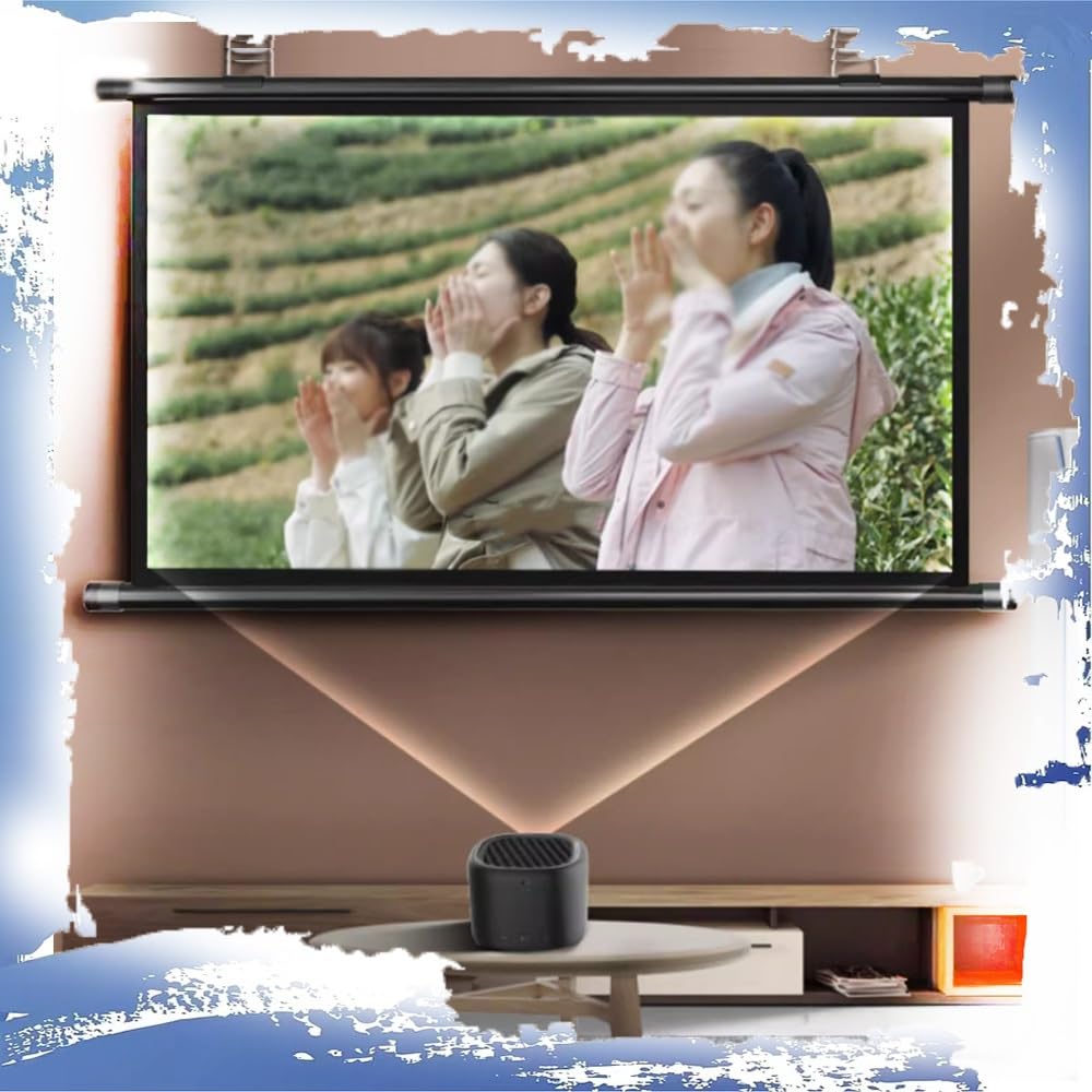 Schermo Per Proiettore 60 Pollici 16:9 Telo Proiettore Schermo Film Home Theater Schermo Da Proiezione HD Telo Di Proiezione Avvolgibile Manuale Per Interni Ed Esterni - Montaggio A Muro(60"(4