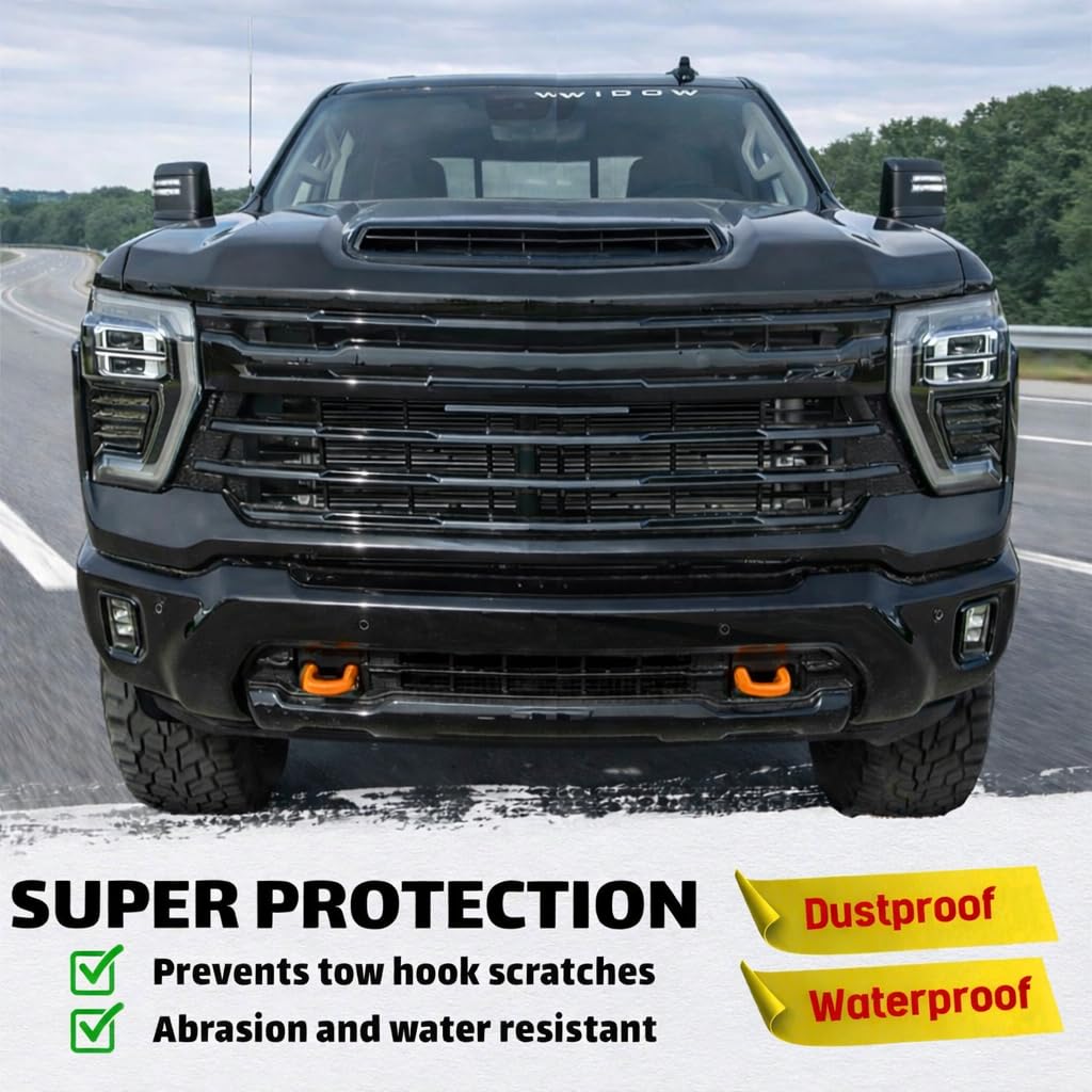 Fundas de gancho de remolque compatibles con Chevy Silverado 2500/3500 HD 2020-2026, goma de silicona, rojo y blanco, diseño mejorado (naranja)