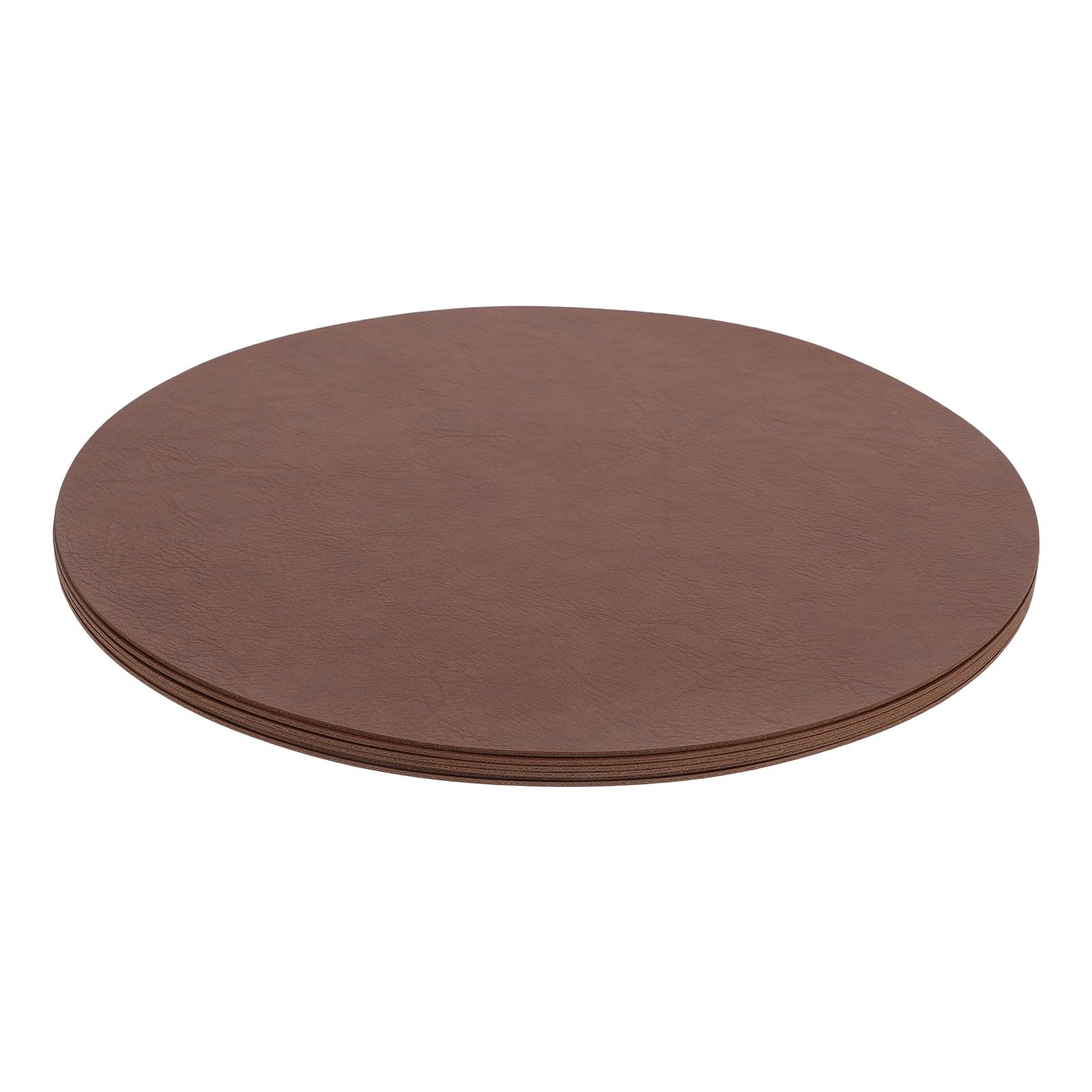 Set 6 Tovagliette Rotonde in Pu Pelle Sintetica Color Caffè, Lavabili e Resistenti All'acqua, per Cucina, Pranzo e Decorazioni per Feste