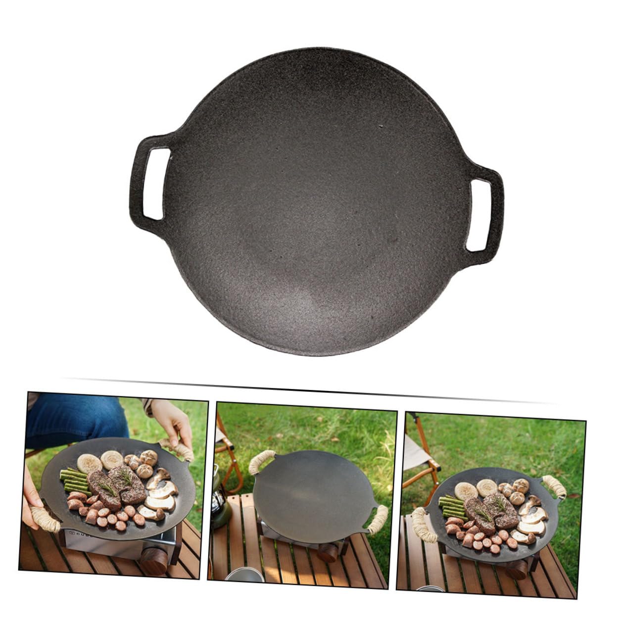 Padella in Ferro per Barbecue Esterno senza Sbavature Ampio Utilizzo, per Occasioni Speciali e Festività