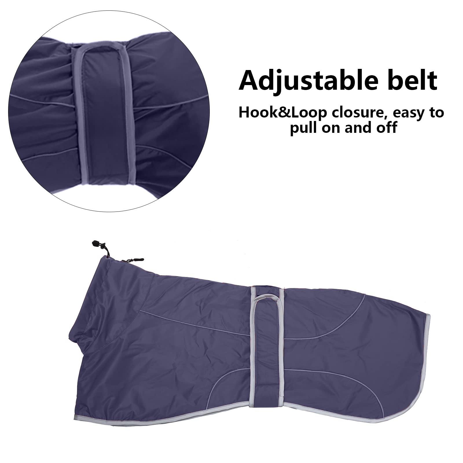 MOREZI Veste d'hiver Greyhound, Doublure en Laine Rembourrée, avec Sangle Auto-adhésive Réglable et Bandes Réfléchissantes, Convient aux Chiens de Taille Moyenne et Grande-Navy-XXXL