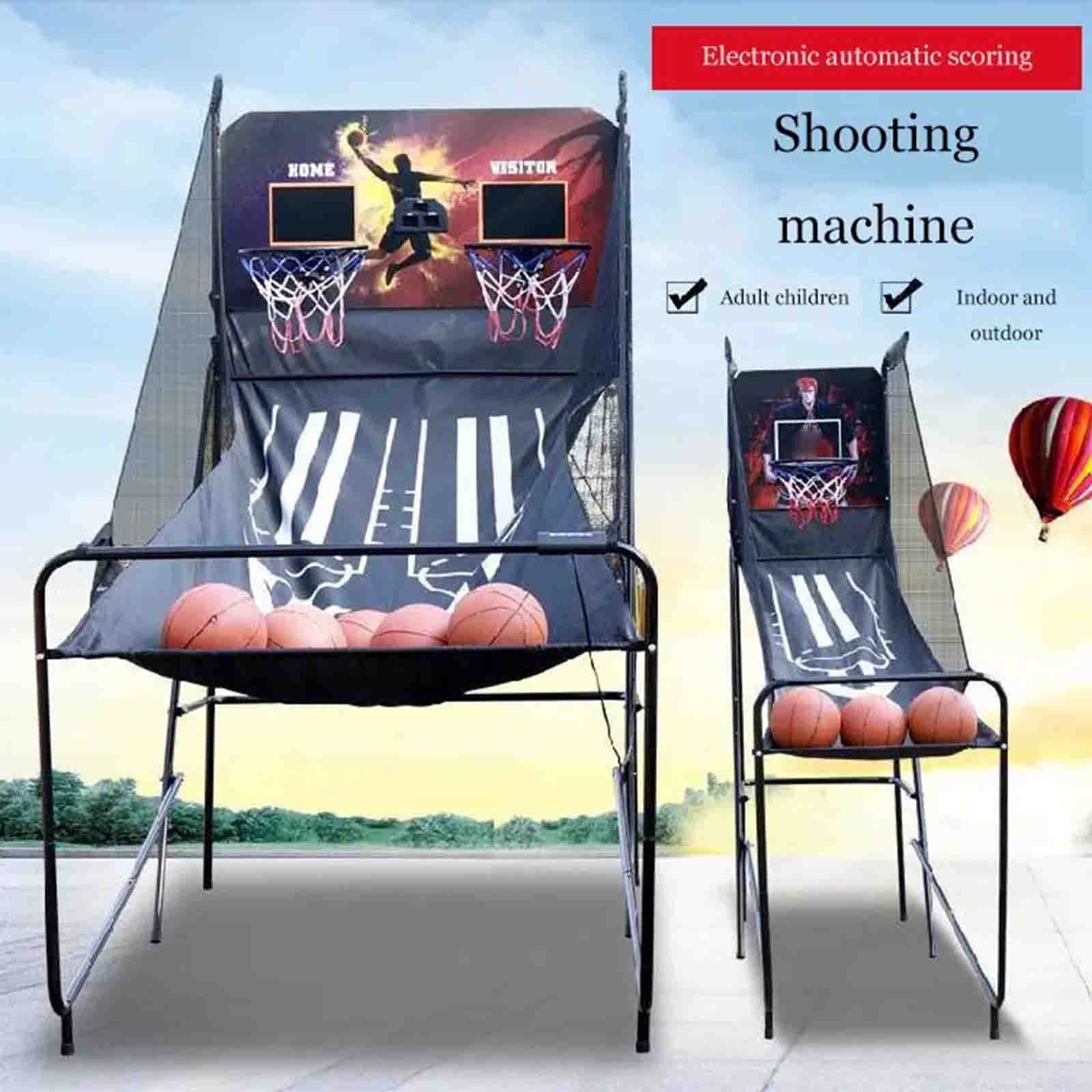 Jeu d'arcade Double Basket-Ball intérieur/extérieur, 8 Jeux différents, avec 4 balles avec Tableau de Bord électronique LED, pour Adultes et Enfants