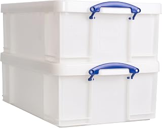 Really Useful Box Plastic Storage 50L White Strong Pack of 2