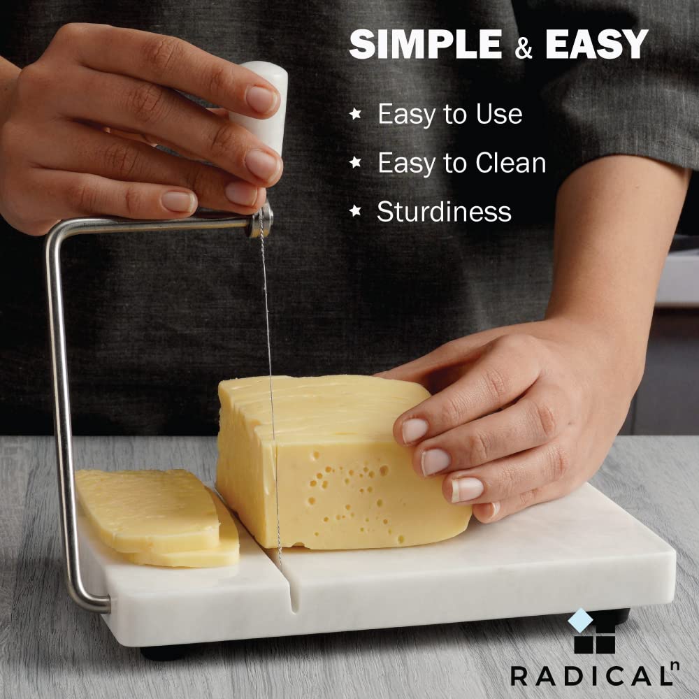 Radicaln Cheese Slicer Mármol blanco hecho a mano - Viene con 4 cables de repuesto