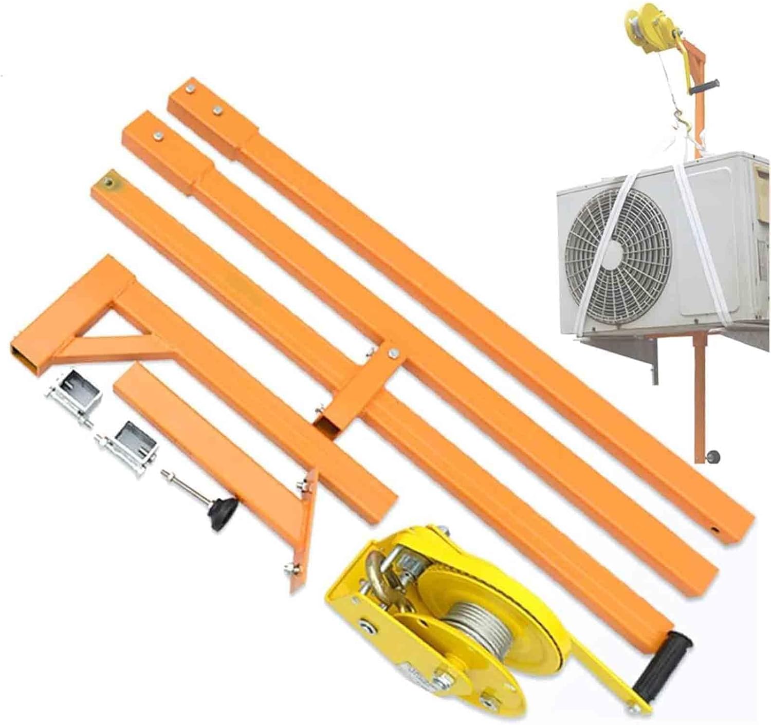 Self-Locking Winch Mount for Air Conditioner Outdoor Units – Heavy-Duty Lifting Equipment with Rope for Easy Installation and Secure Support