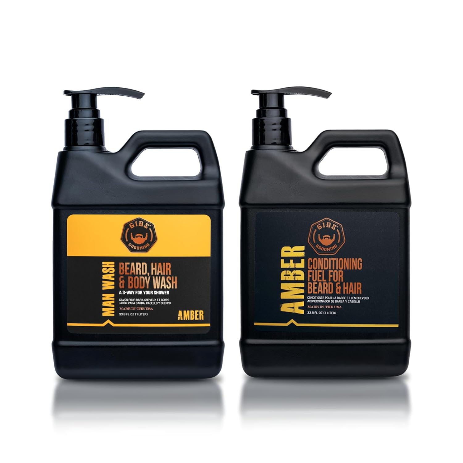 GIBS Grooming Amber Man Wash 3-in-1 and Amber Conditioner, 33.8 fl. oz.