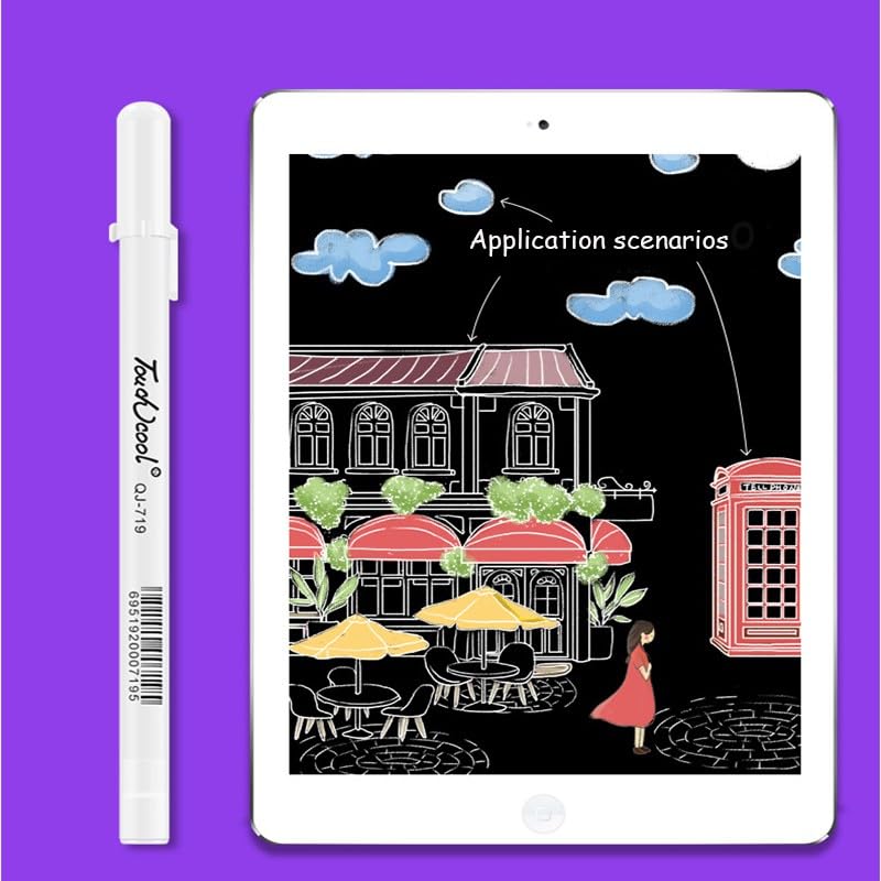 Image of Touch Cool Fine Point White Gel Pens For Artists With 0.8mm Nibs,White Rollerball Pens for Black Paper,Sketching,Drawing, adult coloring books Pack of (8)