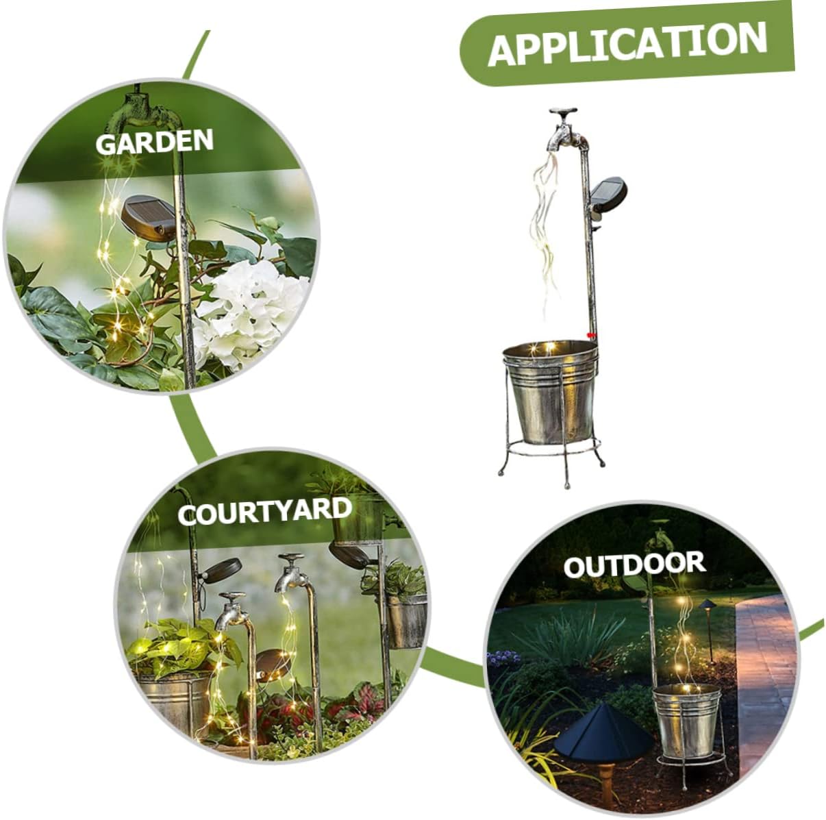 POPETPOP Retro Solar Garden Planter Lights Solar Powered Outdoor Decor for Pathways and Yards Easy Installation Unique Faucet Design for Patio and Garden Lighting