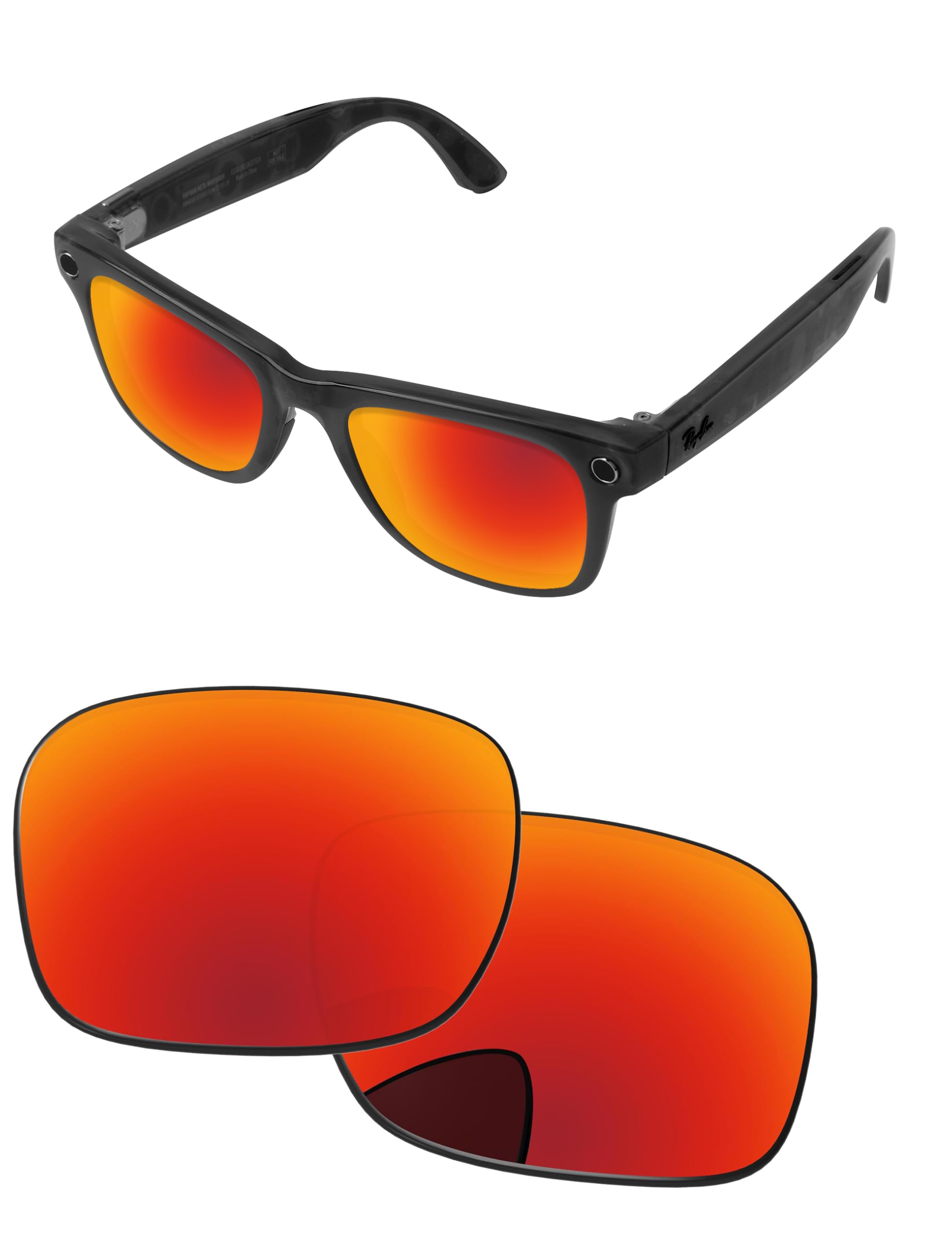 Replacement Lenses for Ray-Ban Meta Wayfarer RW4006 &amp; RW4012 50mm AI Glasses - Photochromic, Anti Blue Light Lens