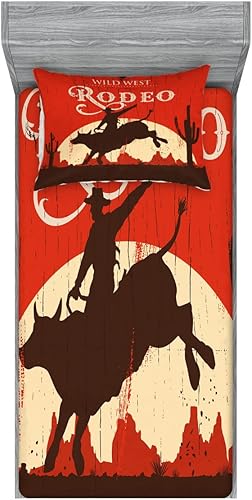 Miniatura 89 de Ambesonne Juego de sábanas bajeras y fundas de almohada, diseño retro de los videojuegos con botones de joystick vintage de los años 80 y 90, diseño