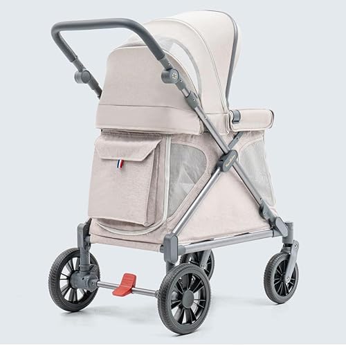 Miniatura 5 de Familidoo Q1 - Cochecito multiusos para niños plegable, liviano y todo terreno para niños y mascotas – Arnés de seguridad de 5 puntos, funda Rosa