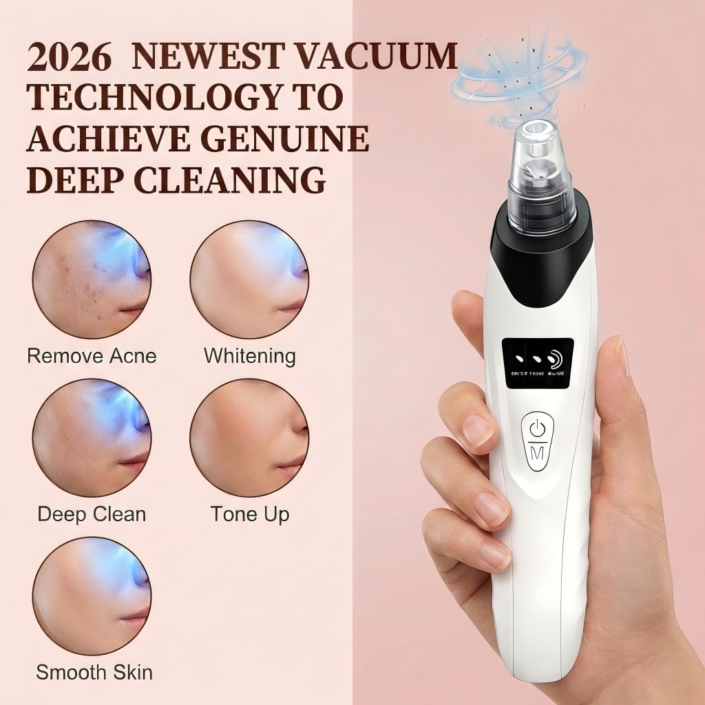 Kit per la rimozione dei punti neri per il viso, 9 in 1, con 5 sonde e 4 strumenti per estrarre brufoli, aspiratore per naso e pori del viso, strumento professionale di aspirazione per punti neri, per
