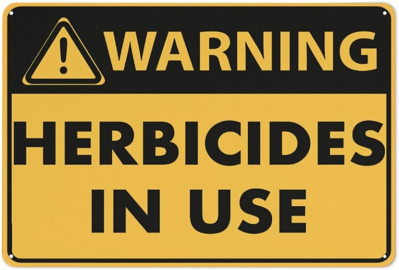 Warning Herbicides in Use Rust Free Aluminum Sign - Rustproof Decor with Pre-Drilled Holes for Farm Crop Field, Garden Nursery - Multicolor, 12x16 Inch​
