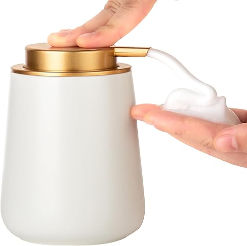 Miniatura 13 de Dispensador de Jabón Espumoso Enra, Dispensador de Jabón de Espuma Cerámico de 12 oz, para Baño, Cocina con Bomba Fácil de Presionar (Tipo Espuma